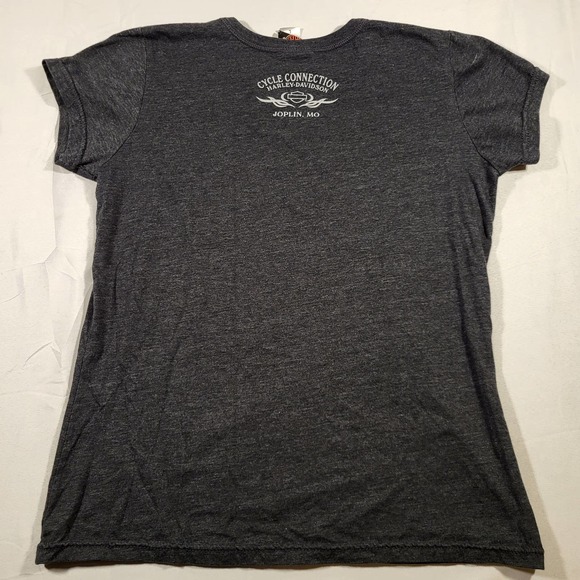 Harley Davidson Large Bling T-Shirt Joplin, MO Rhinestone Logo Cycle Connection - Picture 2 of 8